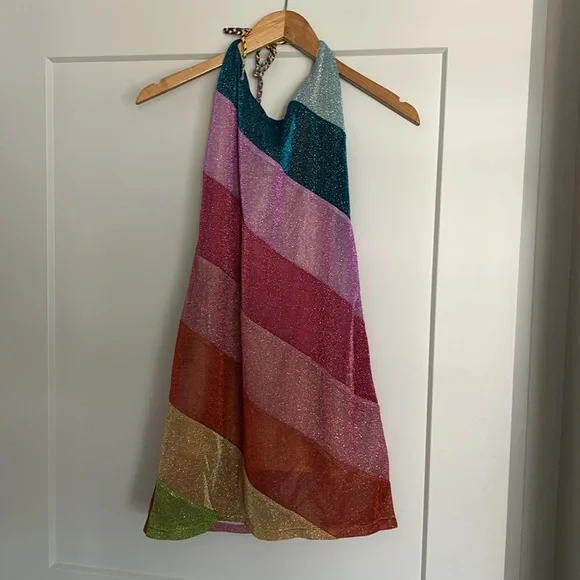 KURT GEIGER RAINBOW MINI DRESS SWIM COVER UP SIZE M MSRP $149.00 NWT - Picture 6 of 9